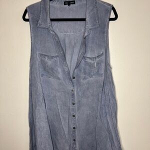 Sleeveless Denim Oversized Blouse